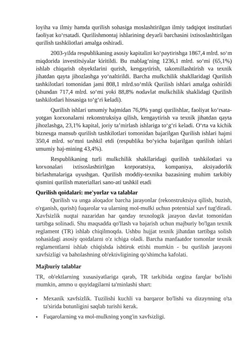 Qurilish ishtirokchilari qurilish jarayonlari va ishlari 4