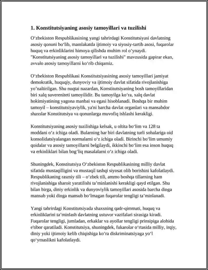 YANGI TAHRIRDAGI O'ZBEKISTON RESPUBLIKASI KONSTITUTSIYASI 4