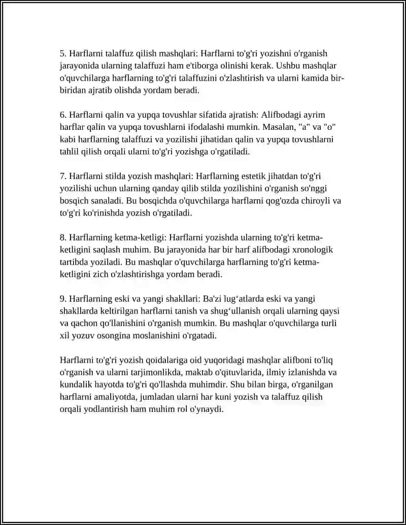 IMLOVIY SAVODXONLIKNI OSHIRISH BO'YICHA MASHQLAR ISHLAB CHIQISH 4