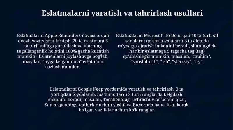 Eslatmalar bn ishlash va foydali jihatlari 4