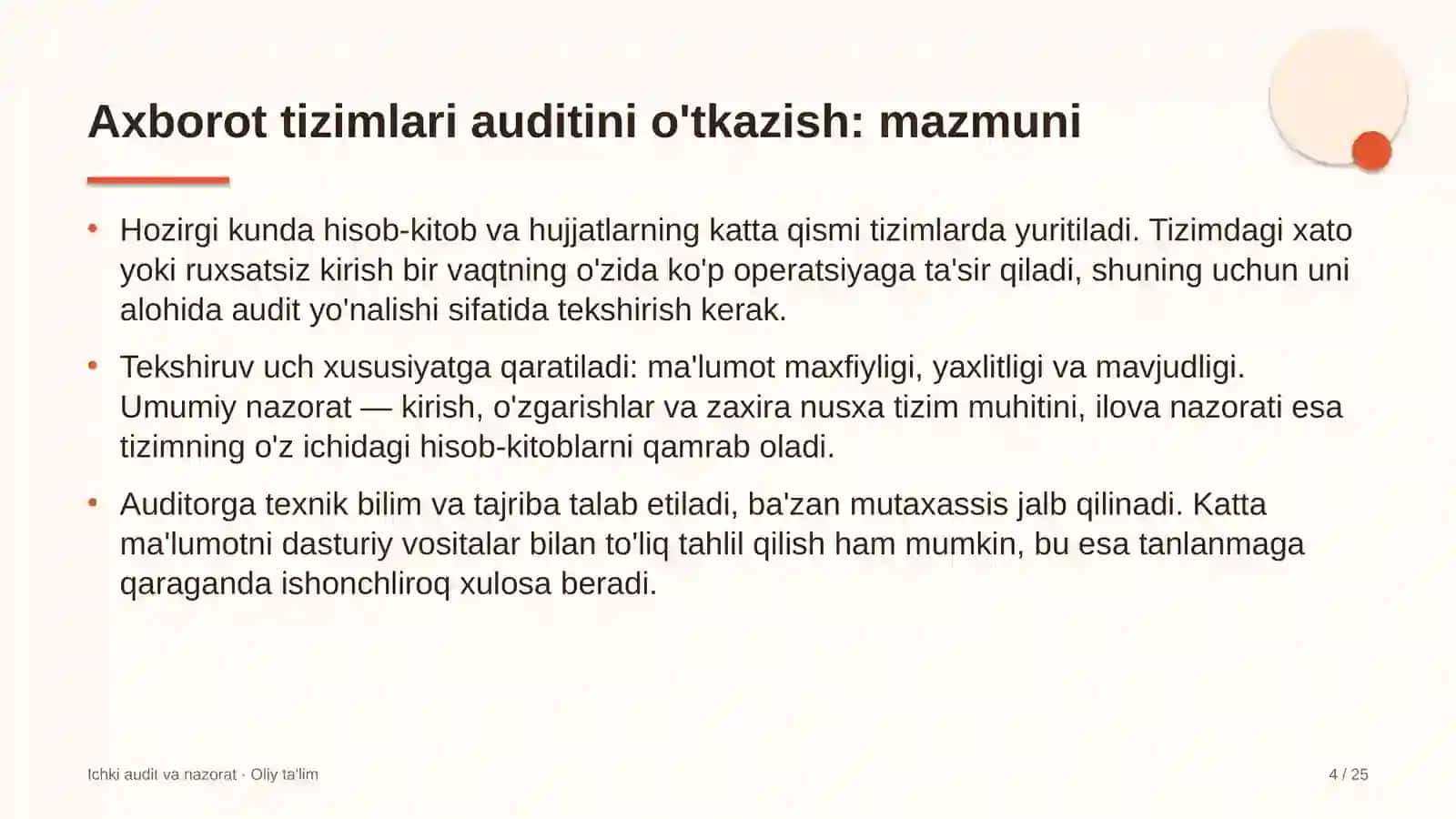 Ichki audit va nazorat · Oliy ta'lim 4