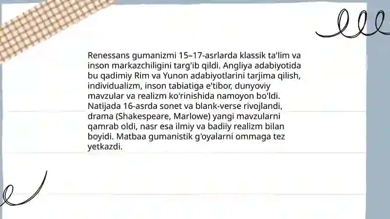 Angliyada uyg'onish adabiyoti 4