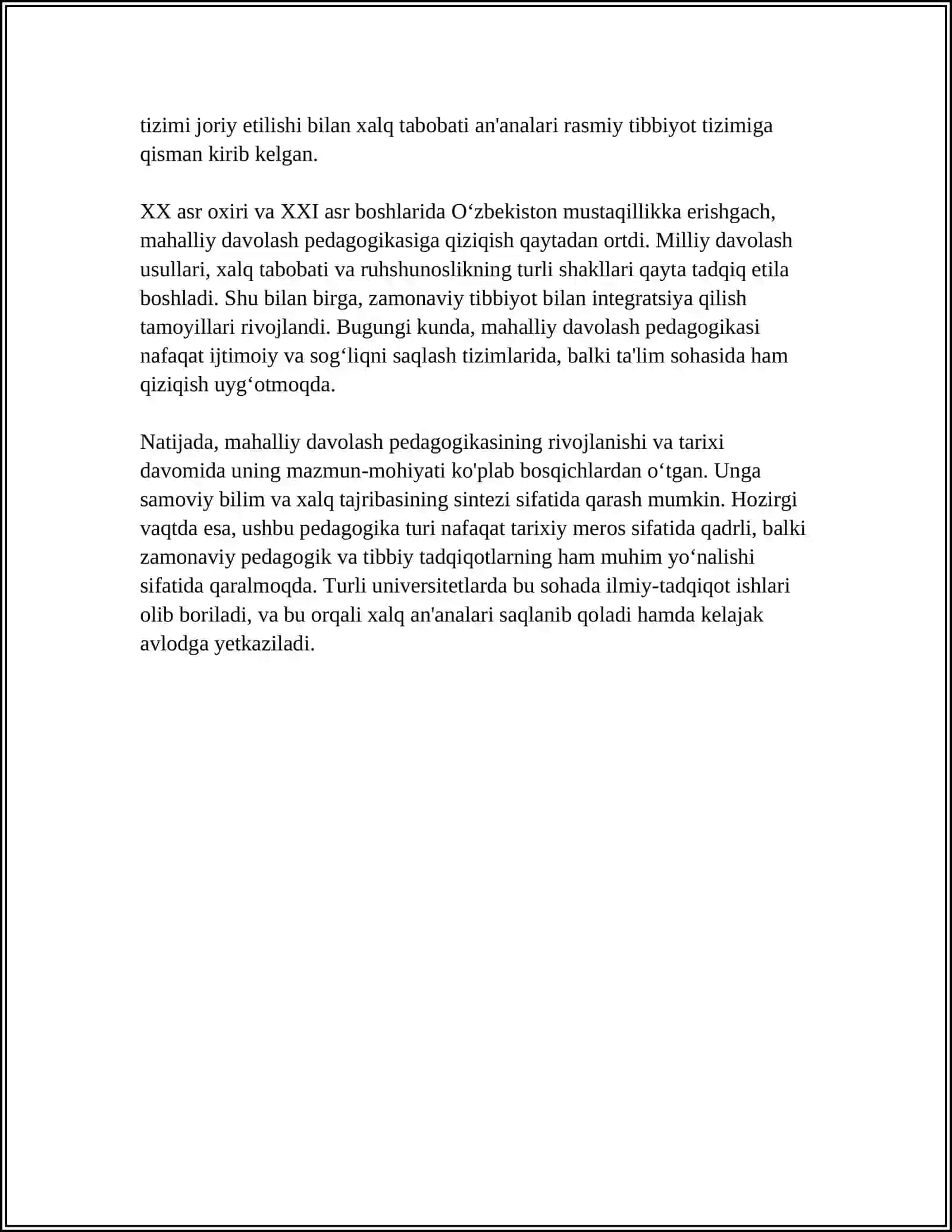 MAHALLIY DAVOLASH PEDAGOGIKASINING RIVOJLANISH BOSQICHLARI 4