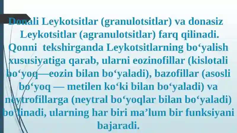 Leykositlar metabolizmi va xususiyatlari 4