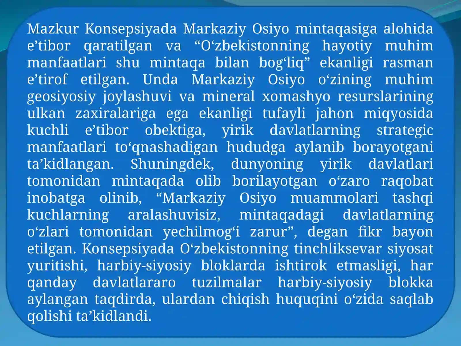 11-mavzu. O‘zbekiston va jahon hamjamiyati 4