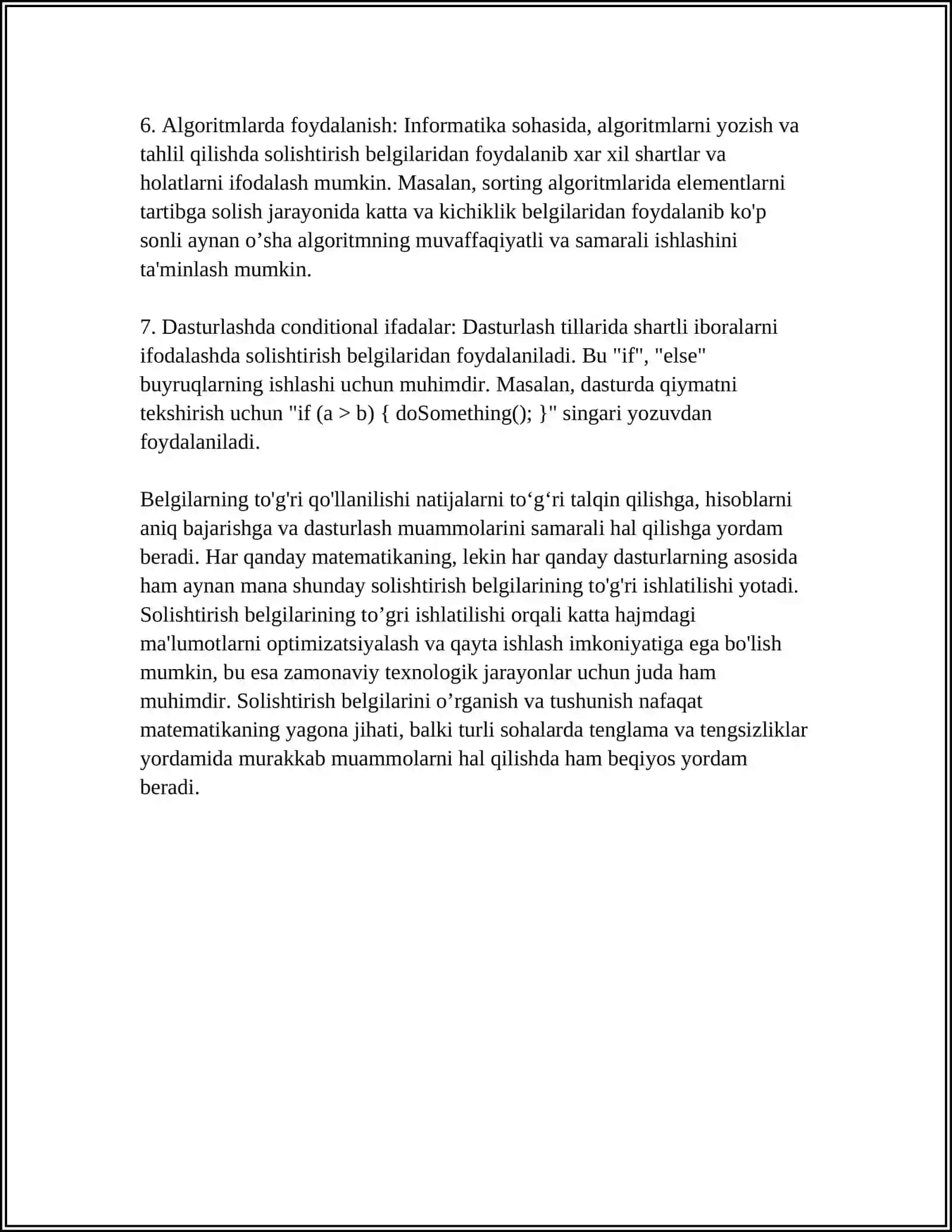 SATRLARNI ULASH, SOLISHTIRISH BELGILARNI IZLASH 4