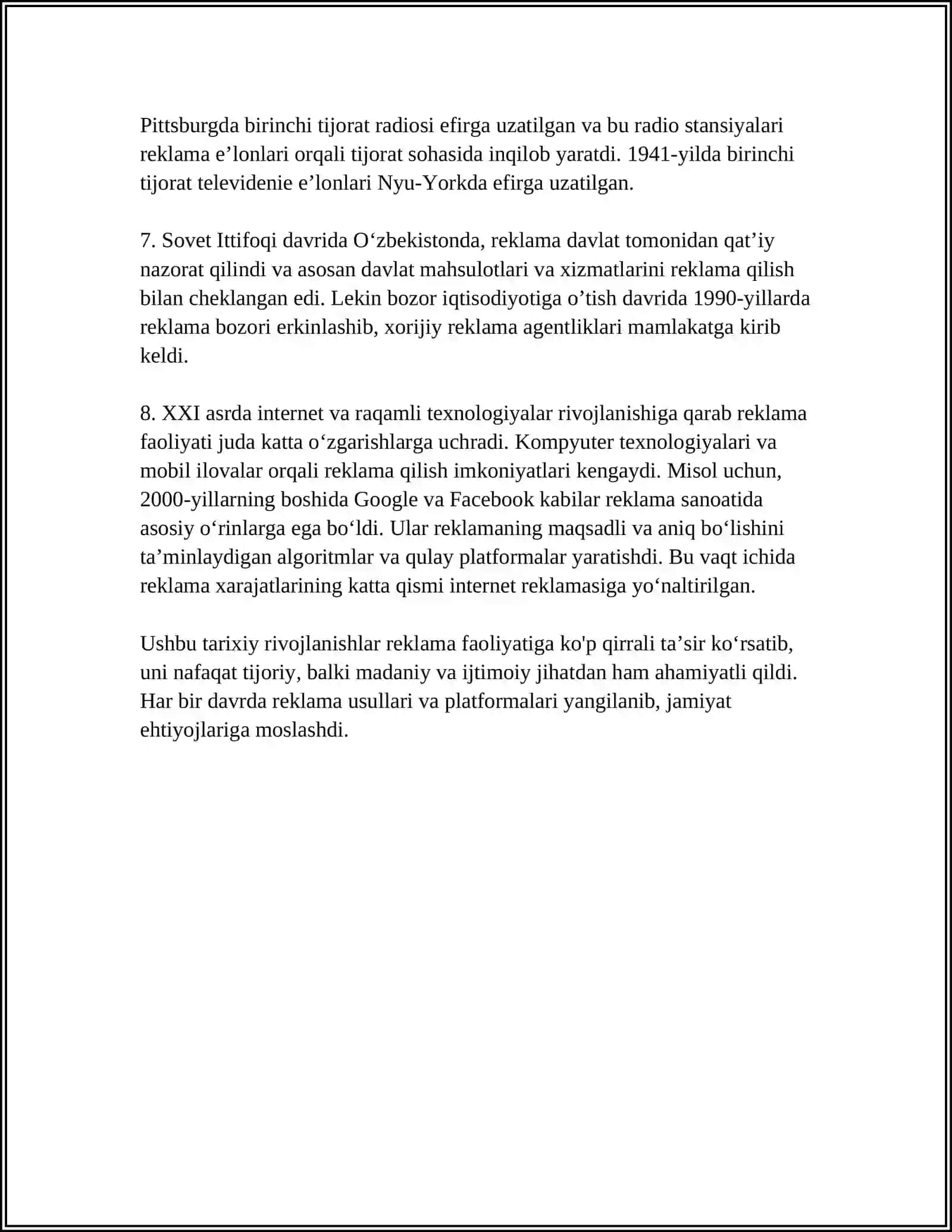 REKLAMA FAOLIYATINING MOHIYATI 4