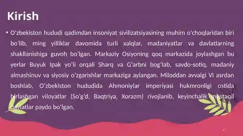O‘zbekiston hududi davrida Ahmoniylar 4