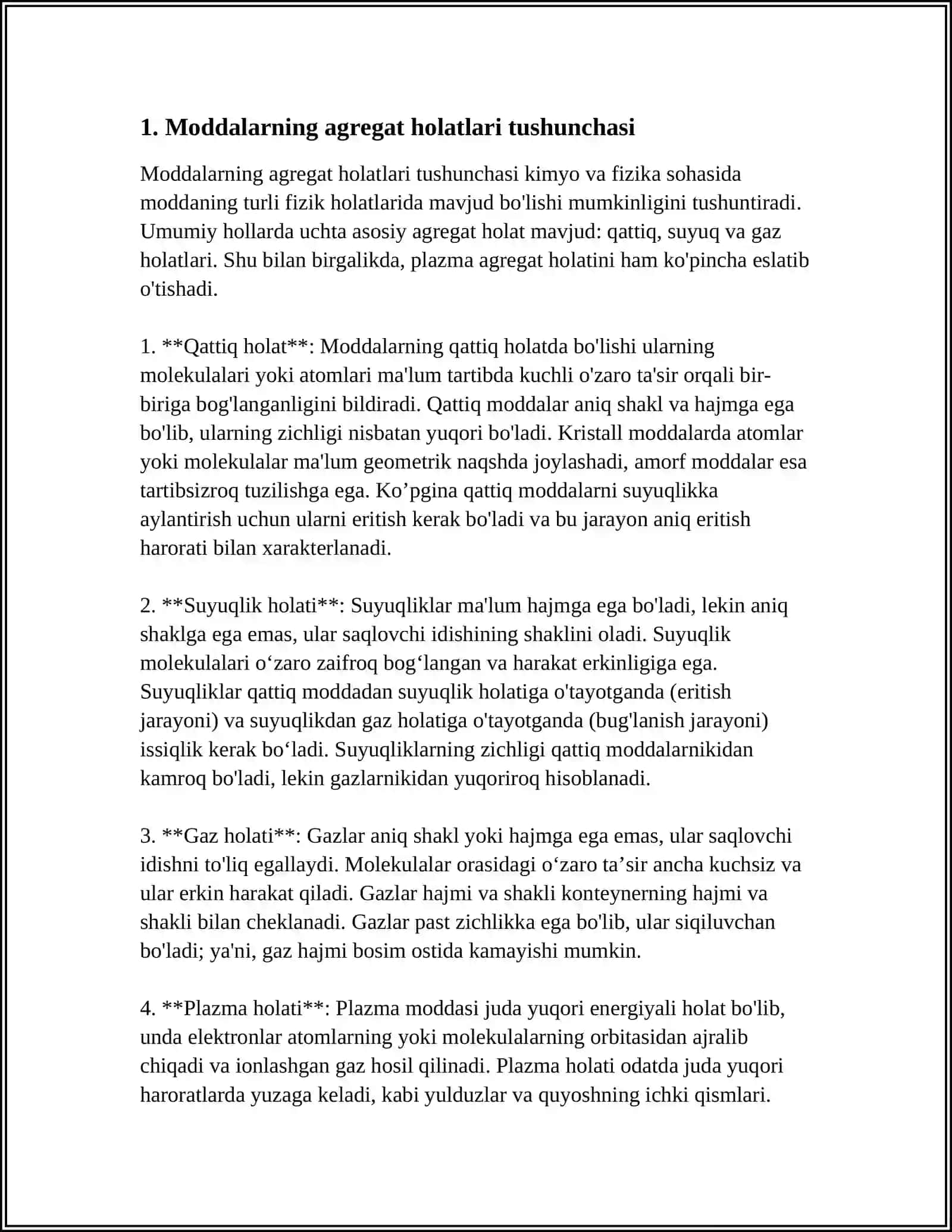 MATERIYA. MODDALARNING AGREGAT XOLATI 4