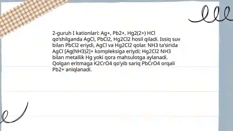 Kationlarning guruhlarga bo'linishi 4