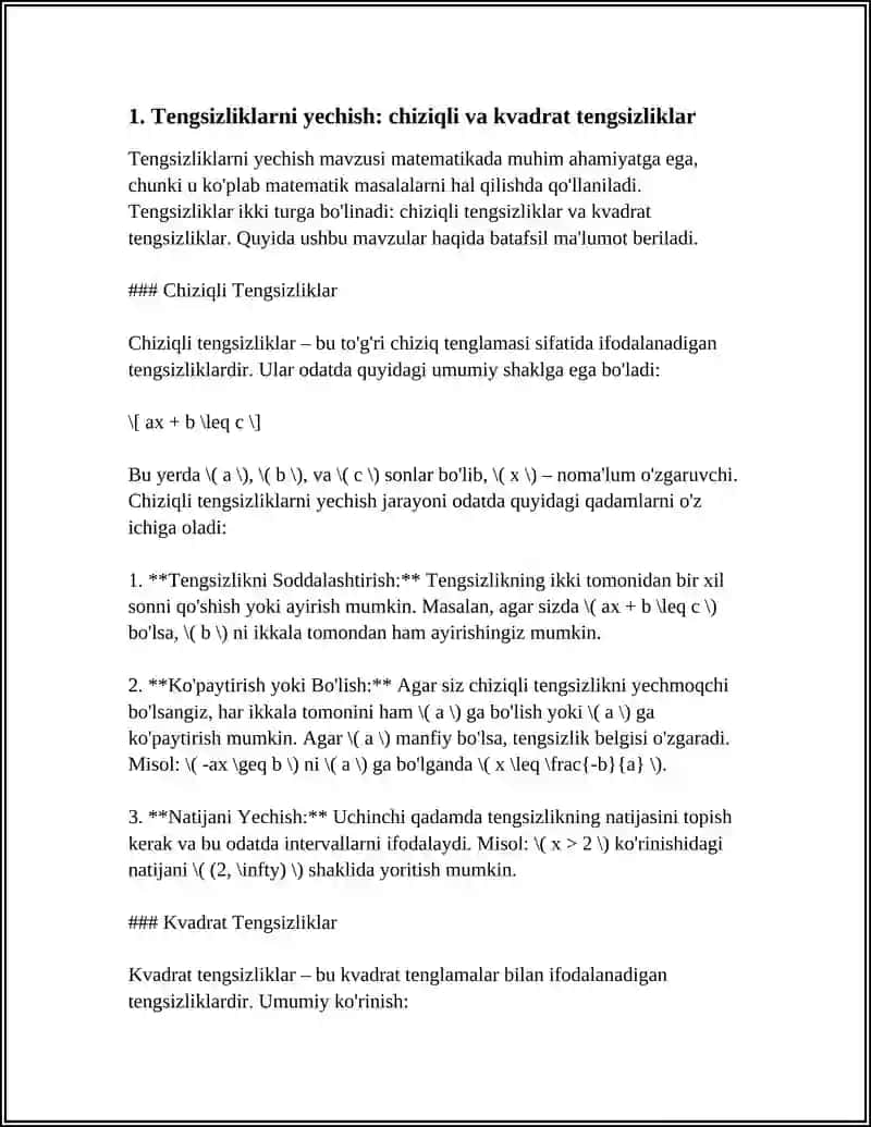 Tengsizliklarni yechish 4