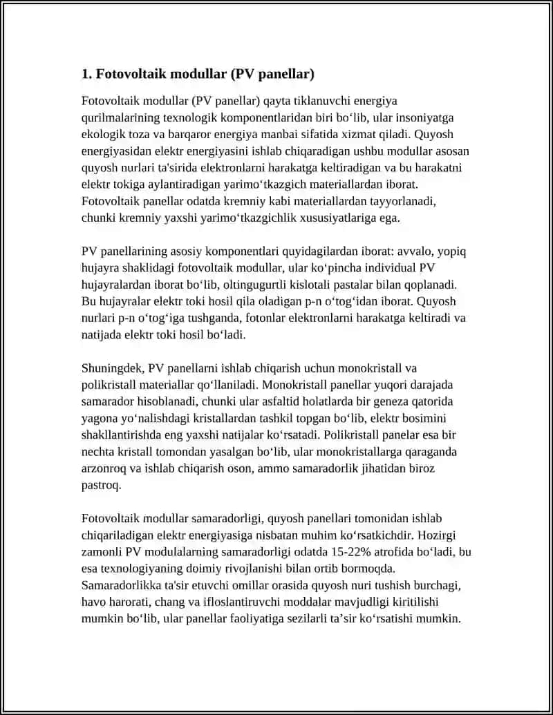 Fotovoltaik modullar (PV panellar) 4
