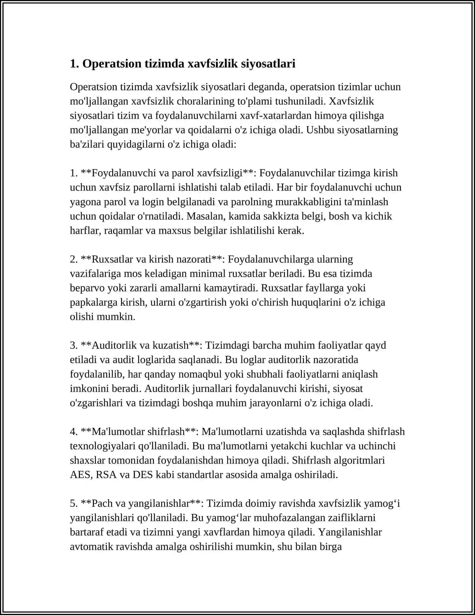 ОPERATSION TIZIM XAVFSIZLIGI, MUAMOLAR VA YECHIMLAR 4
