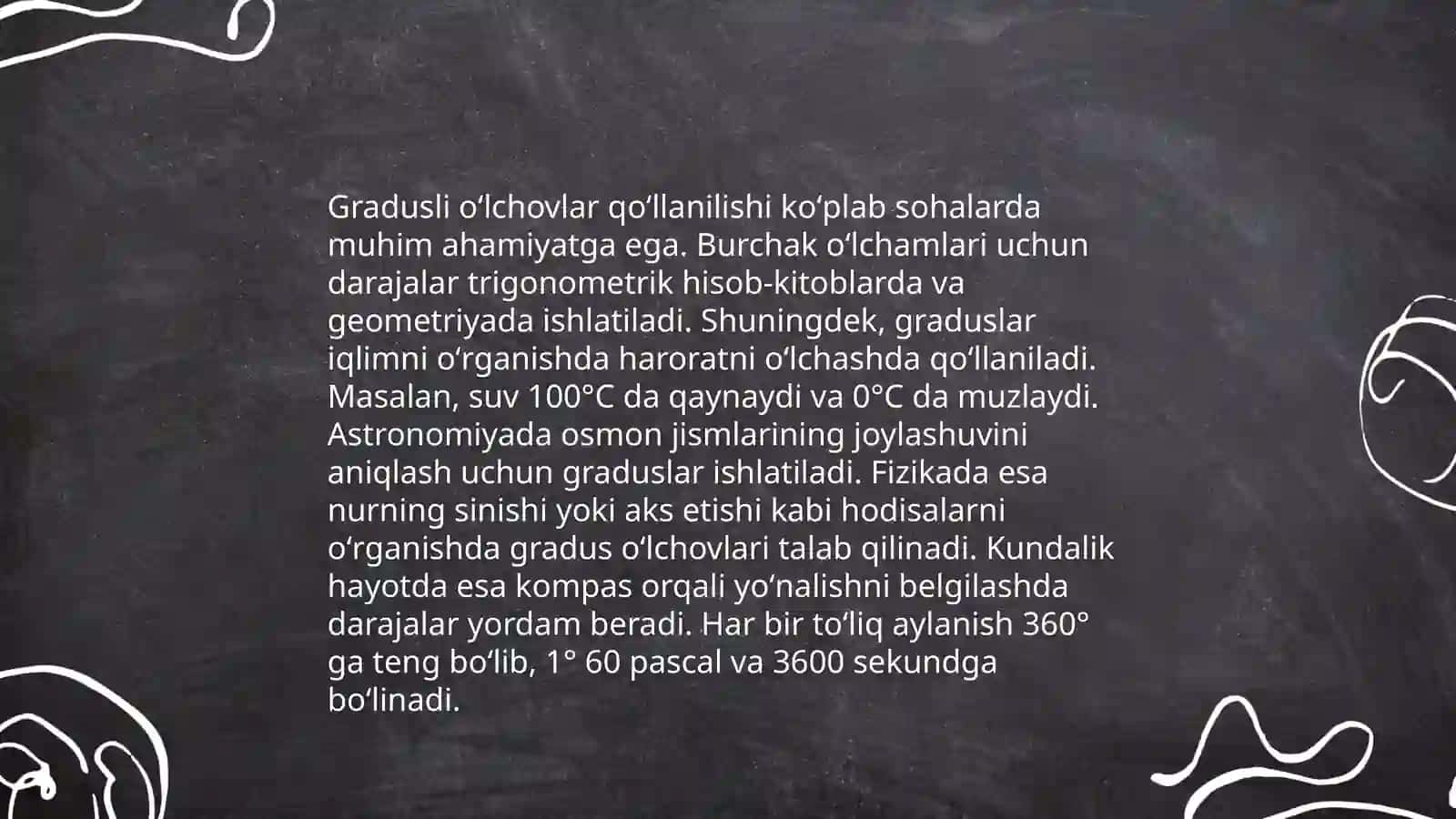 Burchak o'lshevlarining turlari 4
