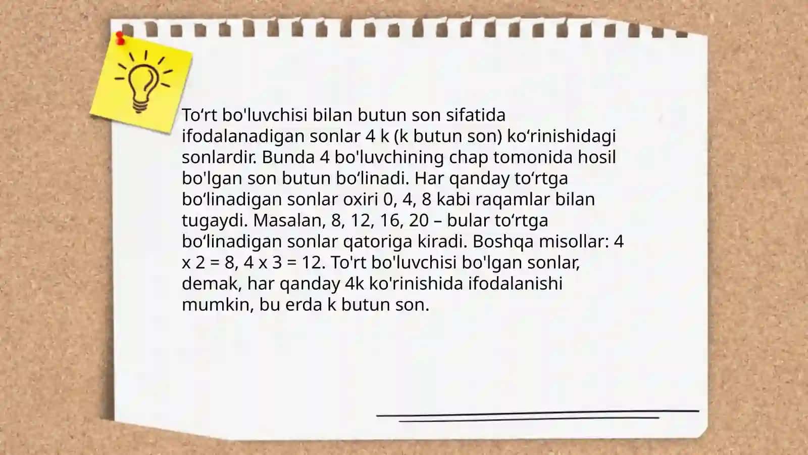 Toʻrtga boʻlinadigan sonlarning xossalari 4