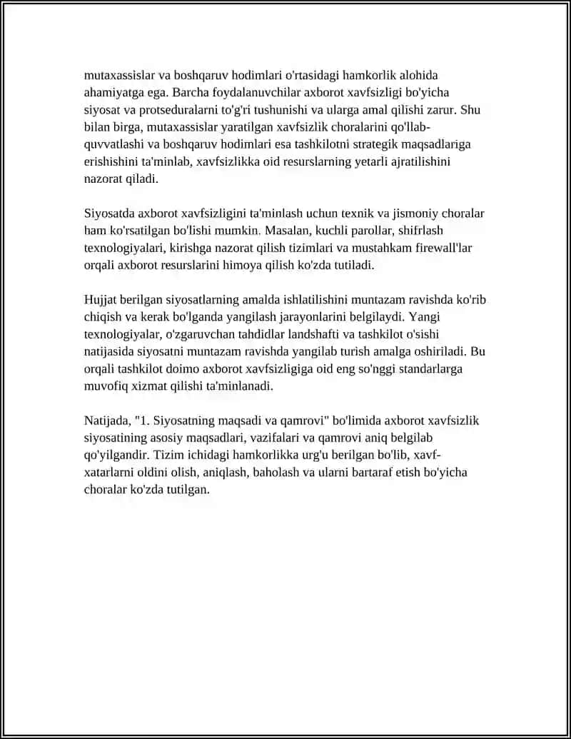 AXBOROT XAVFSIZLIK SIYOSATI 4