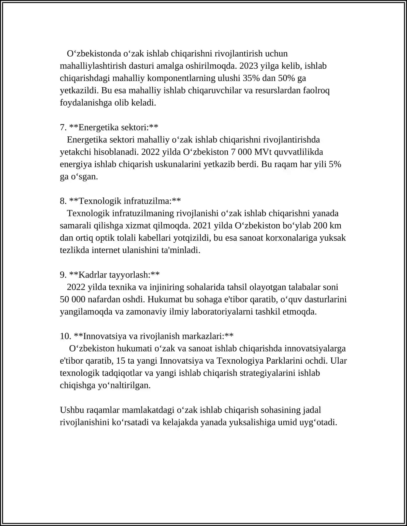 OXAK ISHLAB CHIQARISH 4
