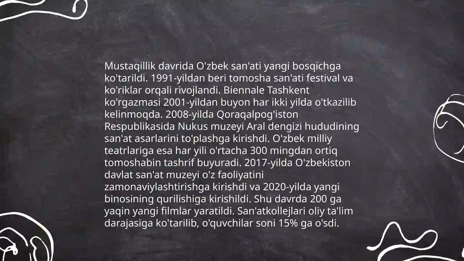 Mustaqillik yillarida O'zbekistondagi ma'naviy va madaniy taraqqiyot Ergasheva Dildora 4