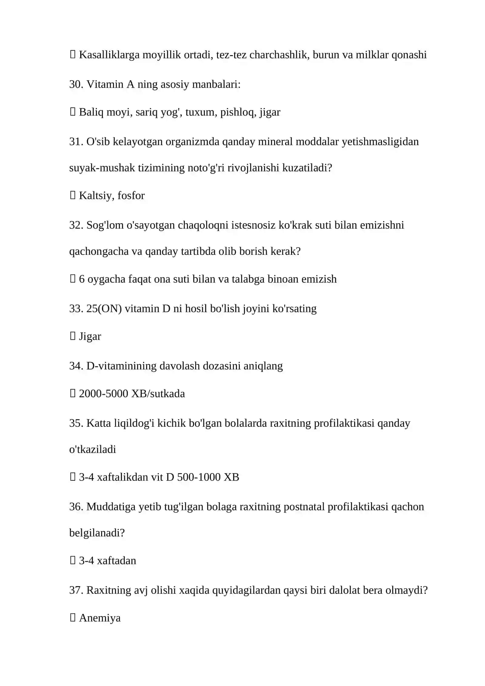 pediatriya argos test savol jaboblari bilan 4