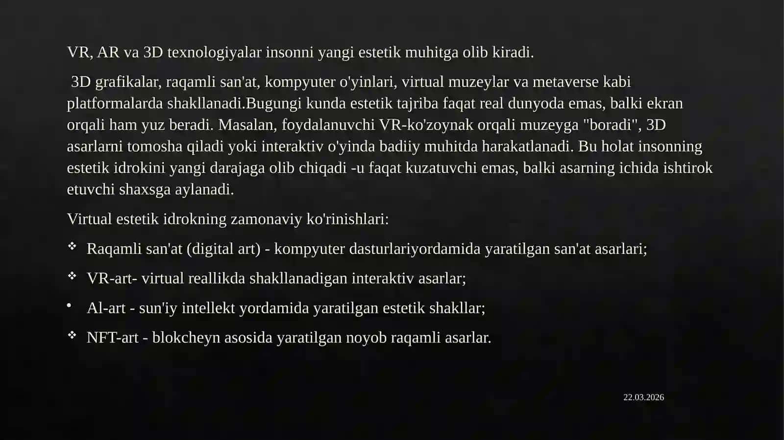 Olamni virtual va vizual estetik idrok etish farqlari 4