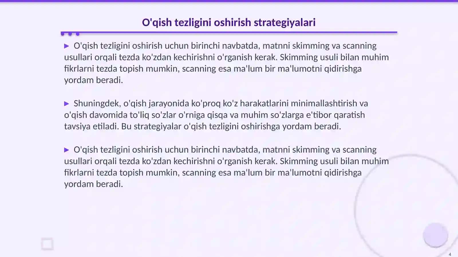 Tez oqishga orgatish usullari 4