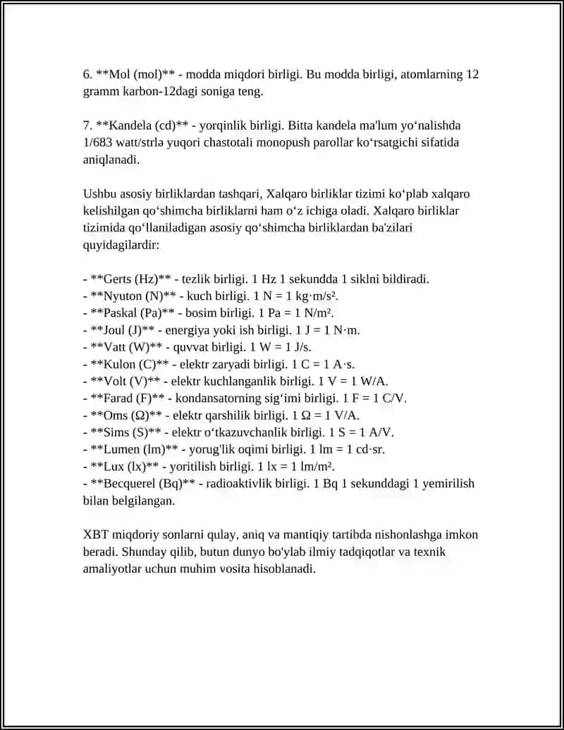 Xalqaro birliklar tizimi 4