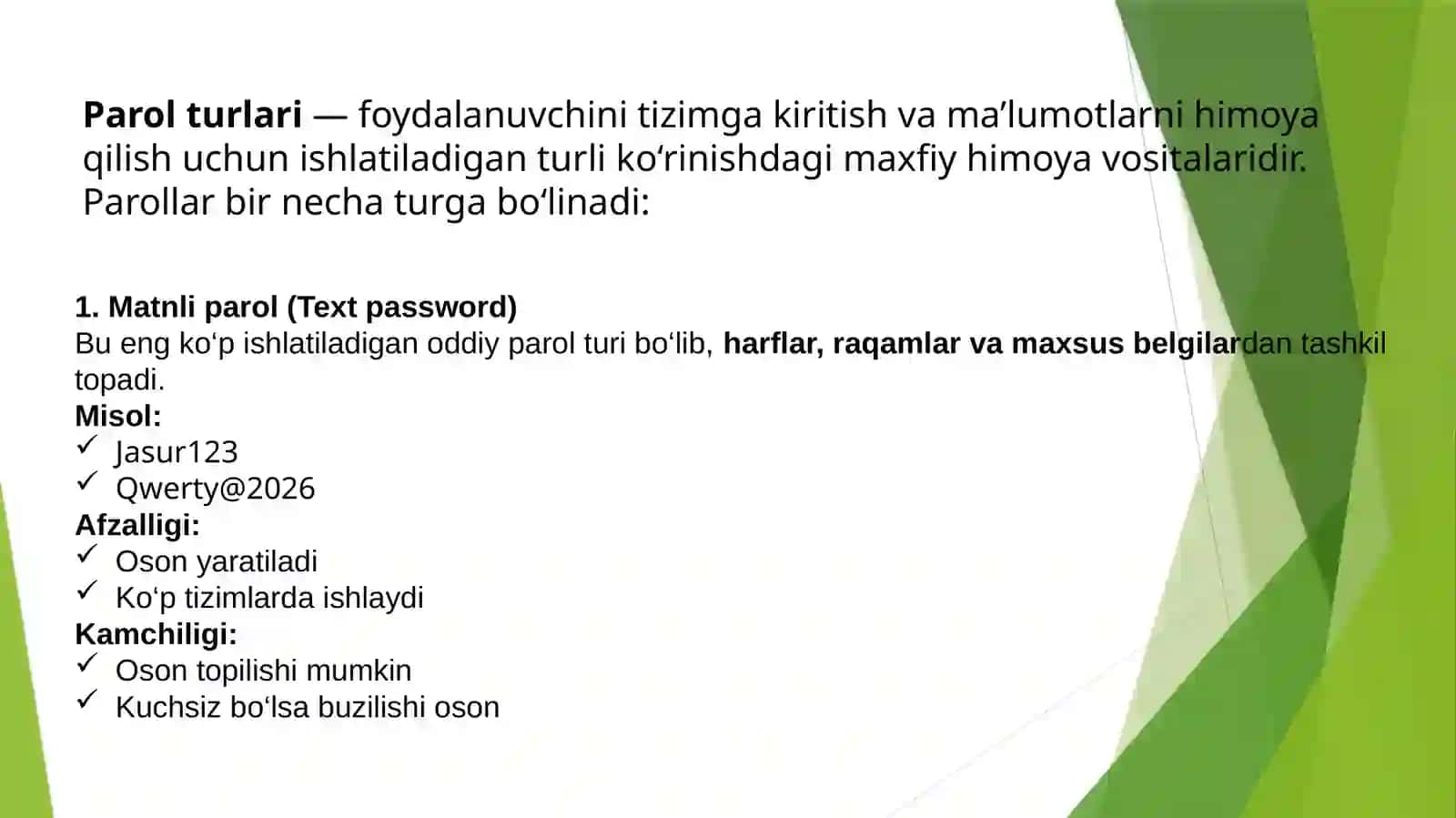 Parollardan foydalanishni boshqarishni o‘rganish 4