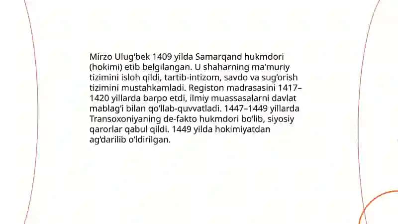 Mirzo Ulug‘bek hayoti va faoliyati 4