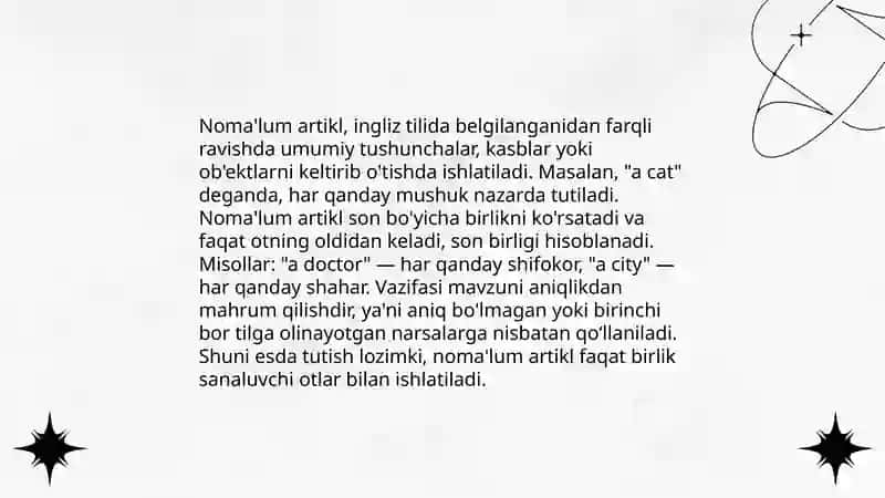 Noma’lum artikl (an, a) 4