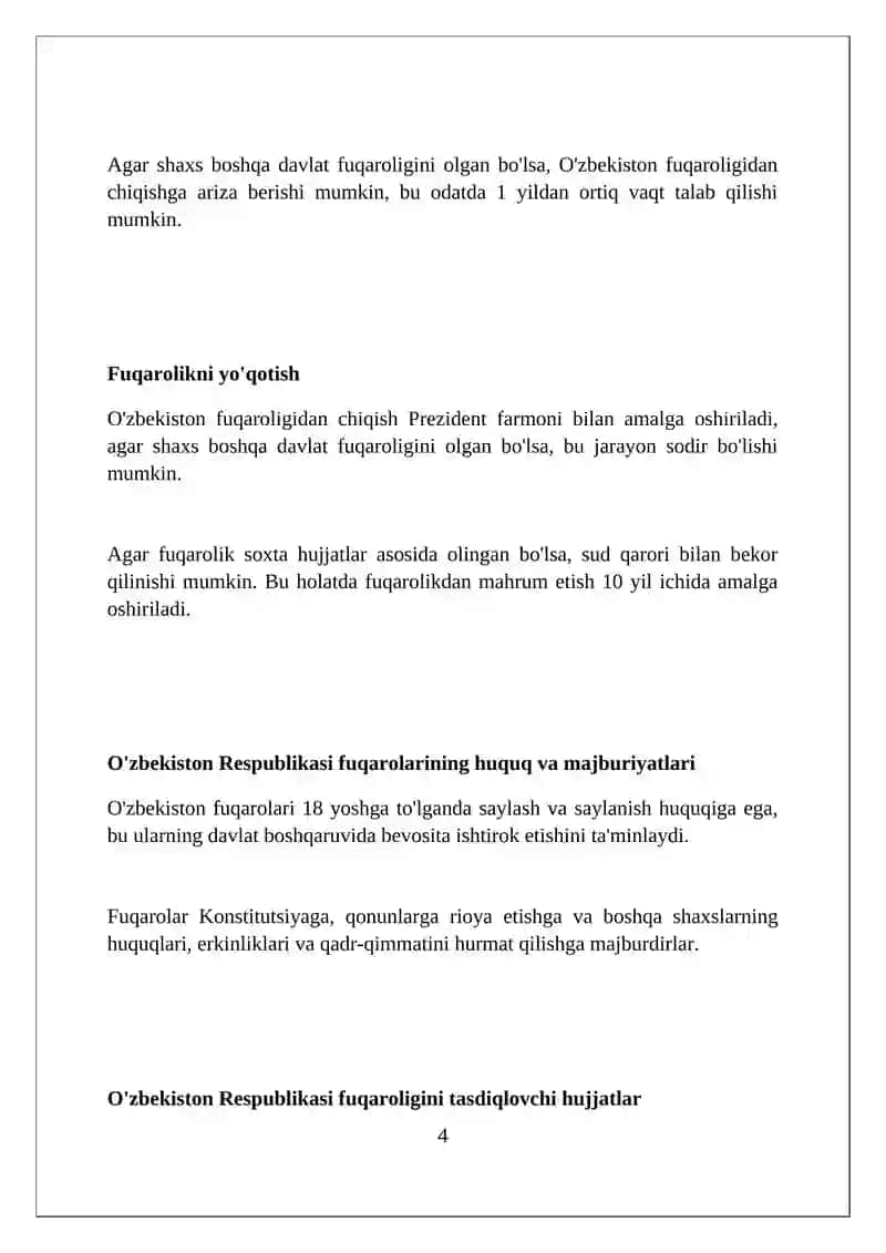 Oʻzbekiston respublikasi fuqaroligi 4