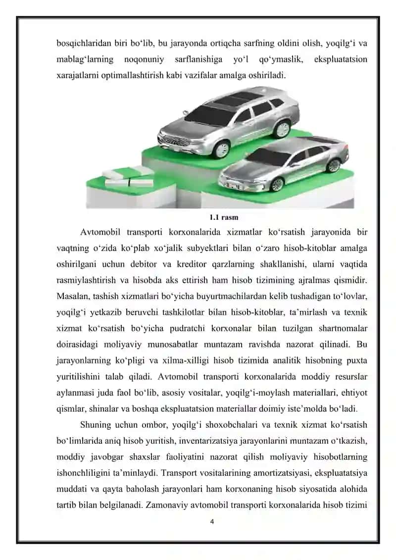 Avtomabil transportida debitor va kreditor qarzlar hisobi 4