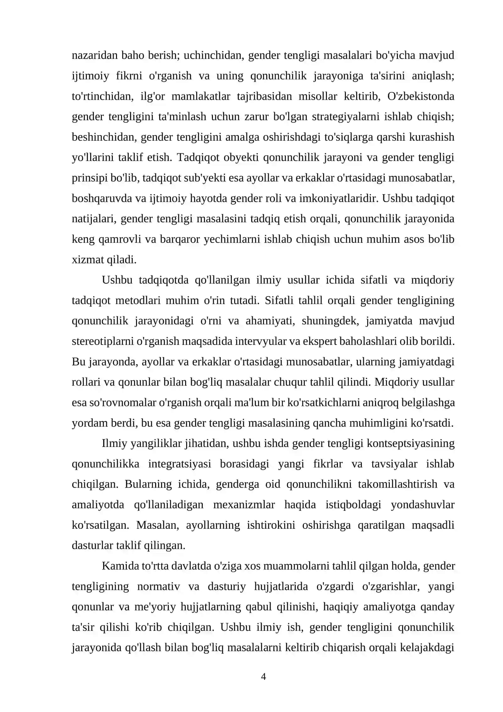 Gender tengligi jarayonida qonunchilik 4