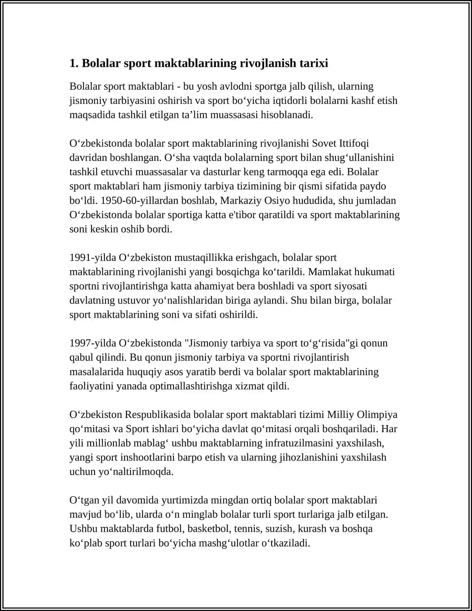 Bolalar sport maktablarining rivojlanish tarixi 4