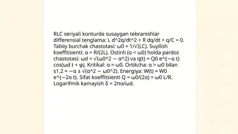 Ideal LC konturda erkin tebranishlar 4