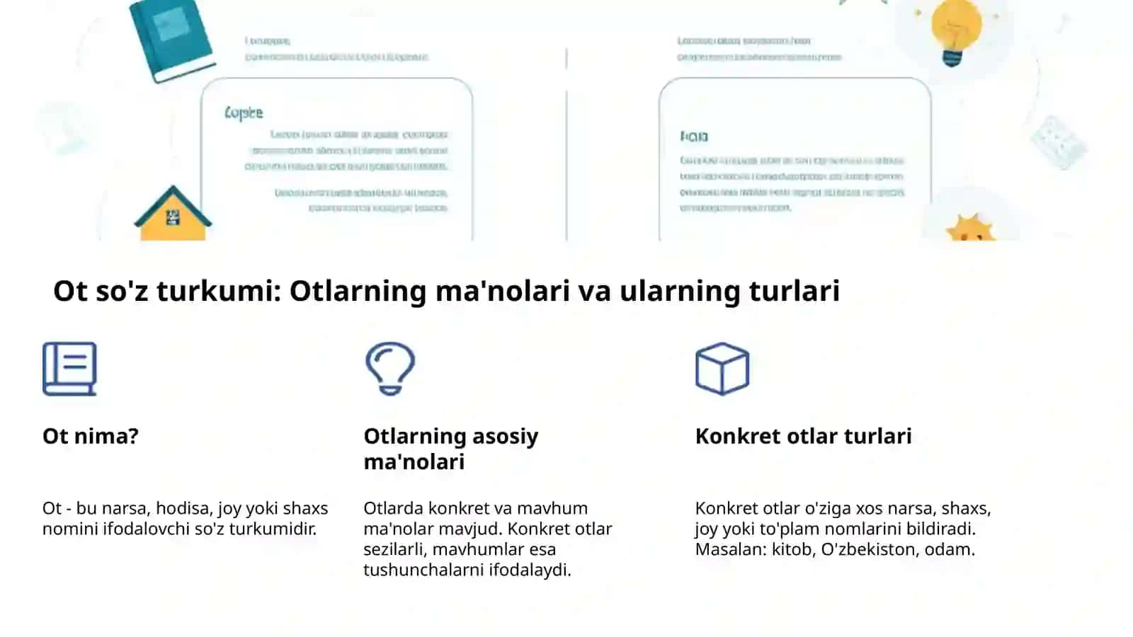 Ot so'z turkumi: so'zlar oilasi 4