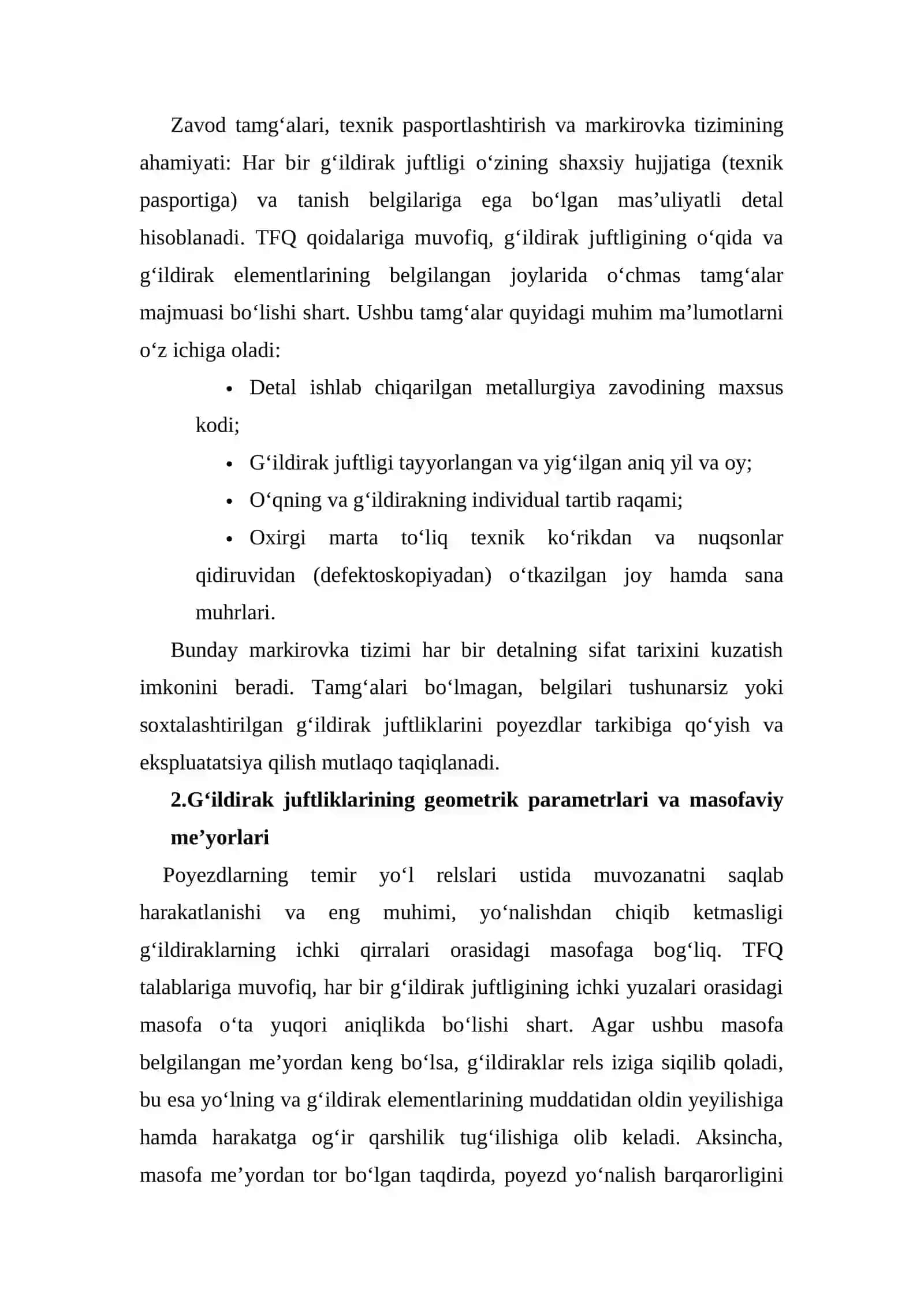 Gʻildrak juftliklariga texnik foydalanish qoidalari 4
