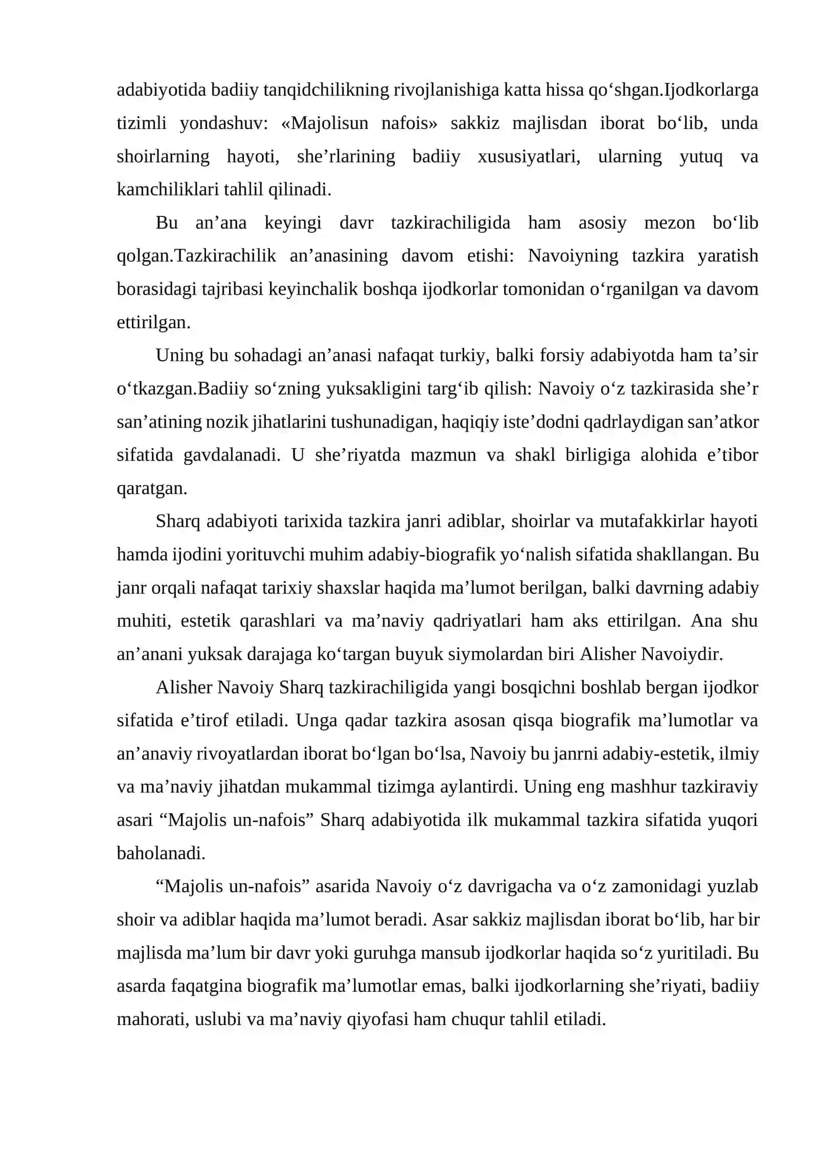 ALISHER NAVOIYNING SHARQ TAZKIRACHILIGIDAGI OʼRNI. 4