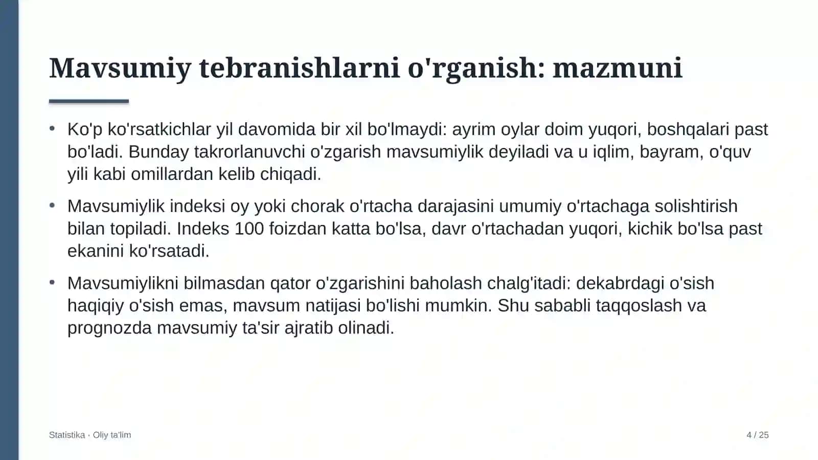 statistika organlarida mavsumiy tebranishlarni o'rganish 4079 4