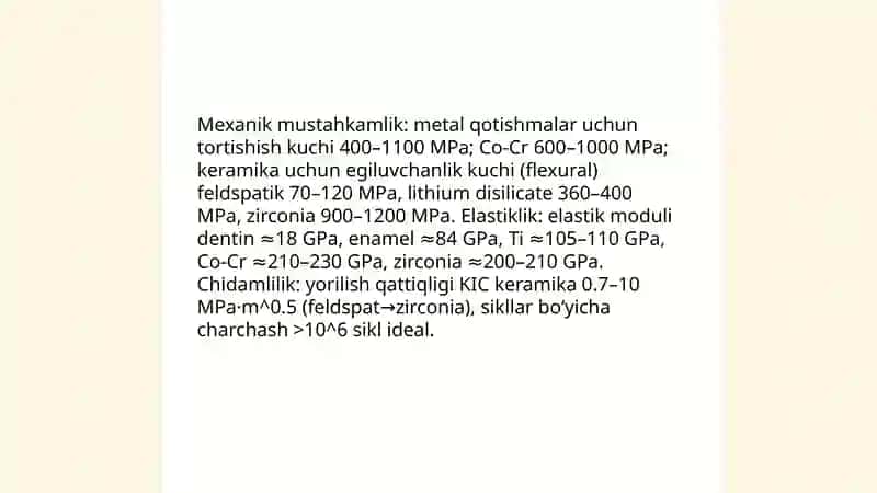 Ortopedik stomatologiyada qo'llanadigan materiallar 4