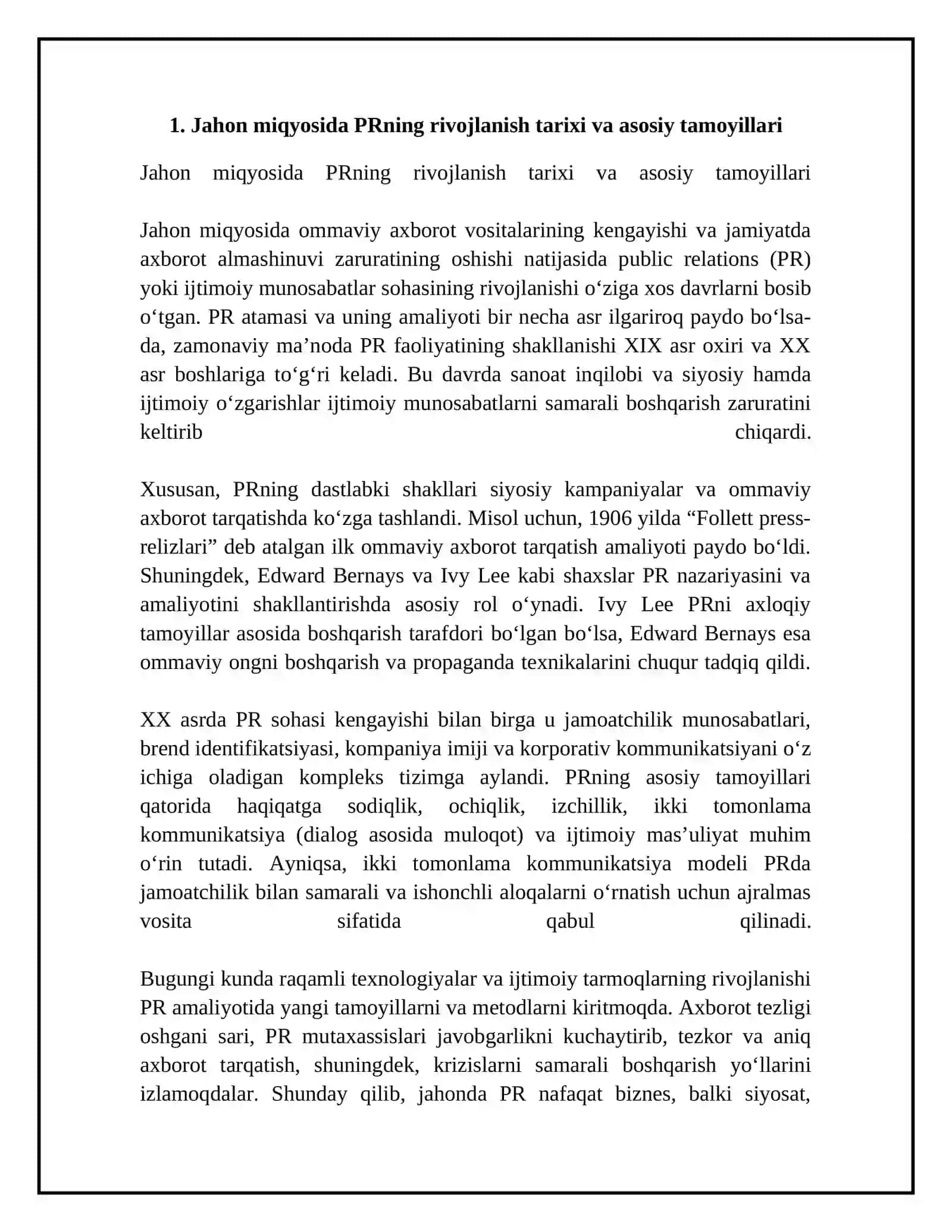 Jahon va O’zbekistonda PR rivojlanishi 4