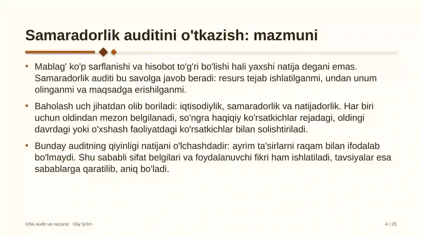 Zargarlik do'konlarida samaradorlik auditini o'tkazish 4