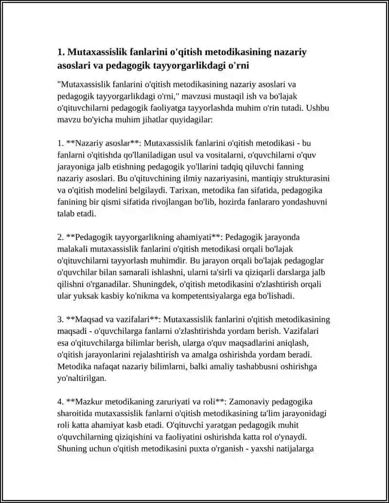 Mutaxassislik fanlarini o'qitish metodikasi 4