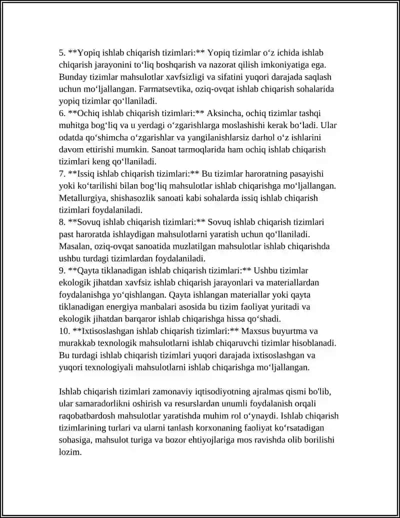 Ishlab chiqarish tizimlari 4