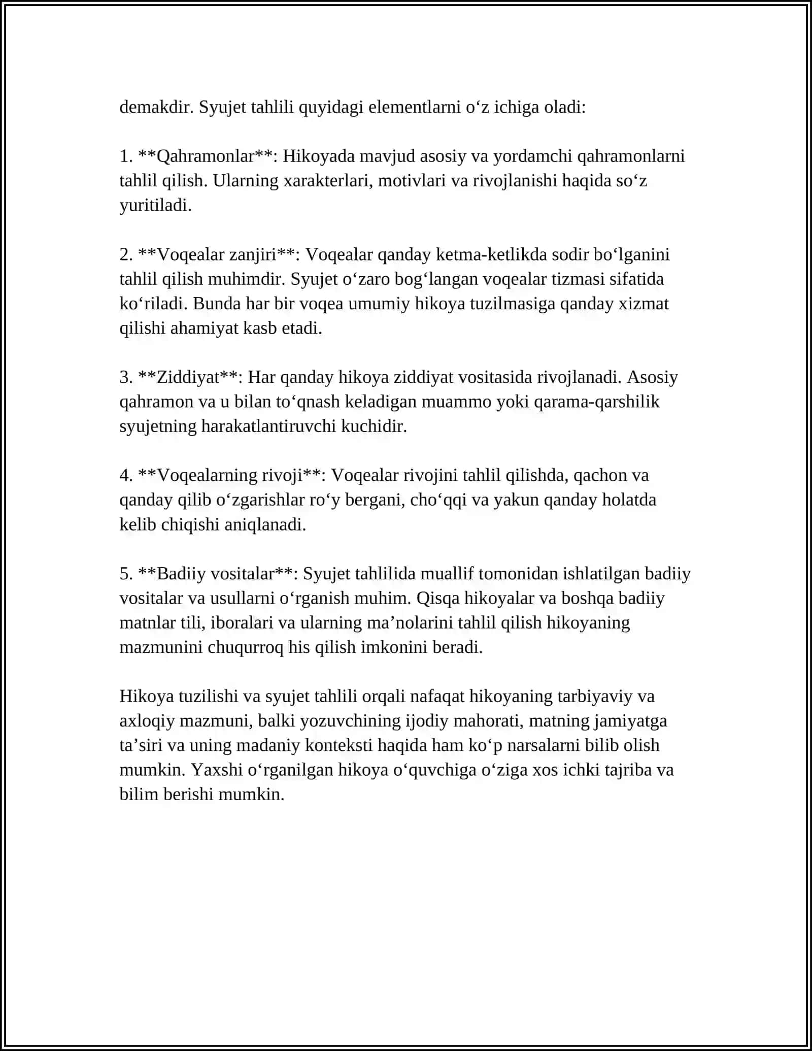 HIKOYATLAR MATNI USTIDA ISHLASH 4