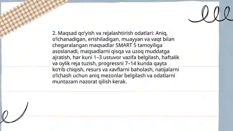 Shaxsning malaka va odatlari 4