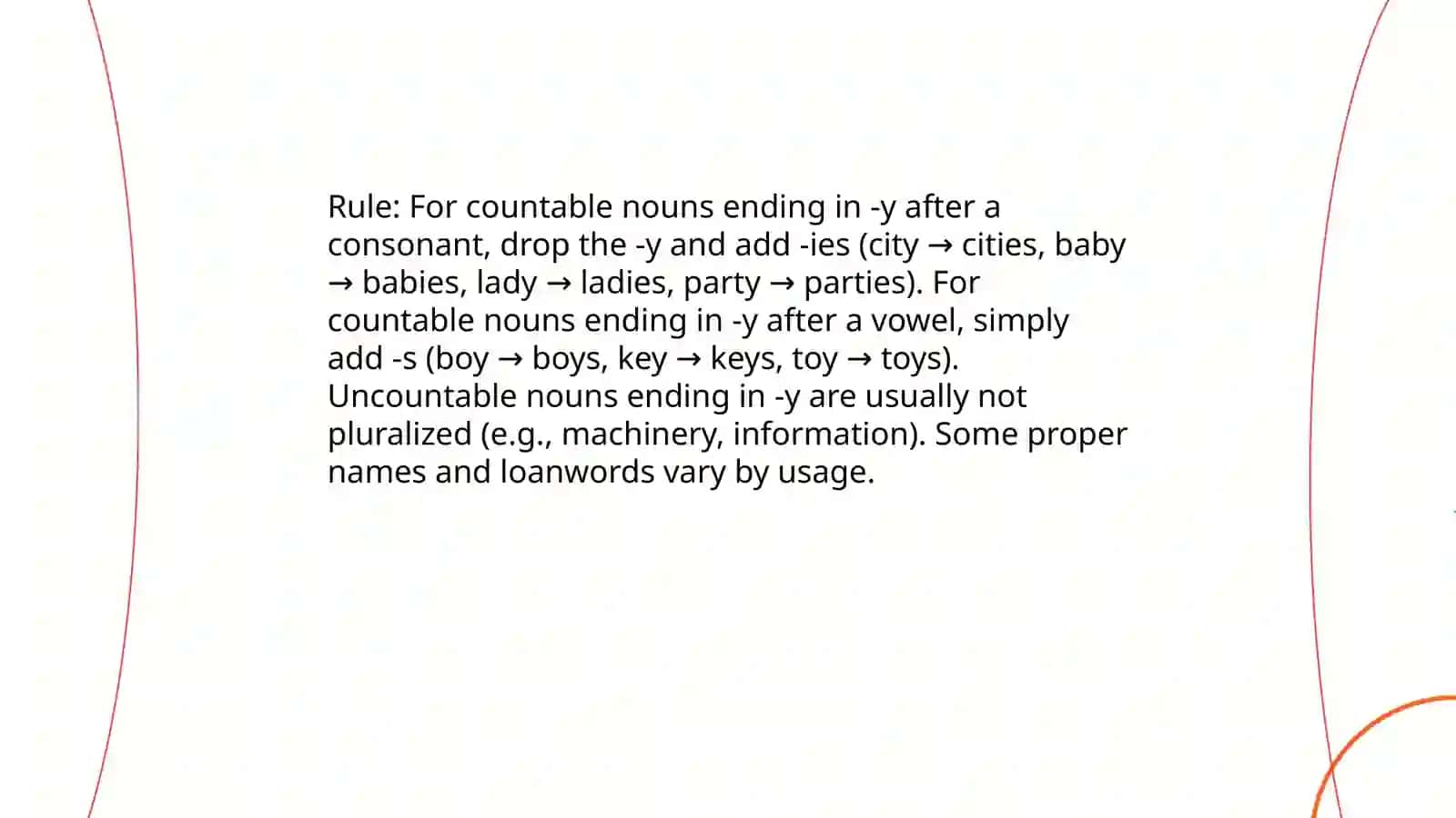 Plurals of Countable and uncountable nouns 4