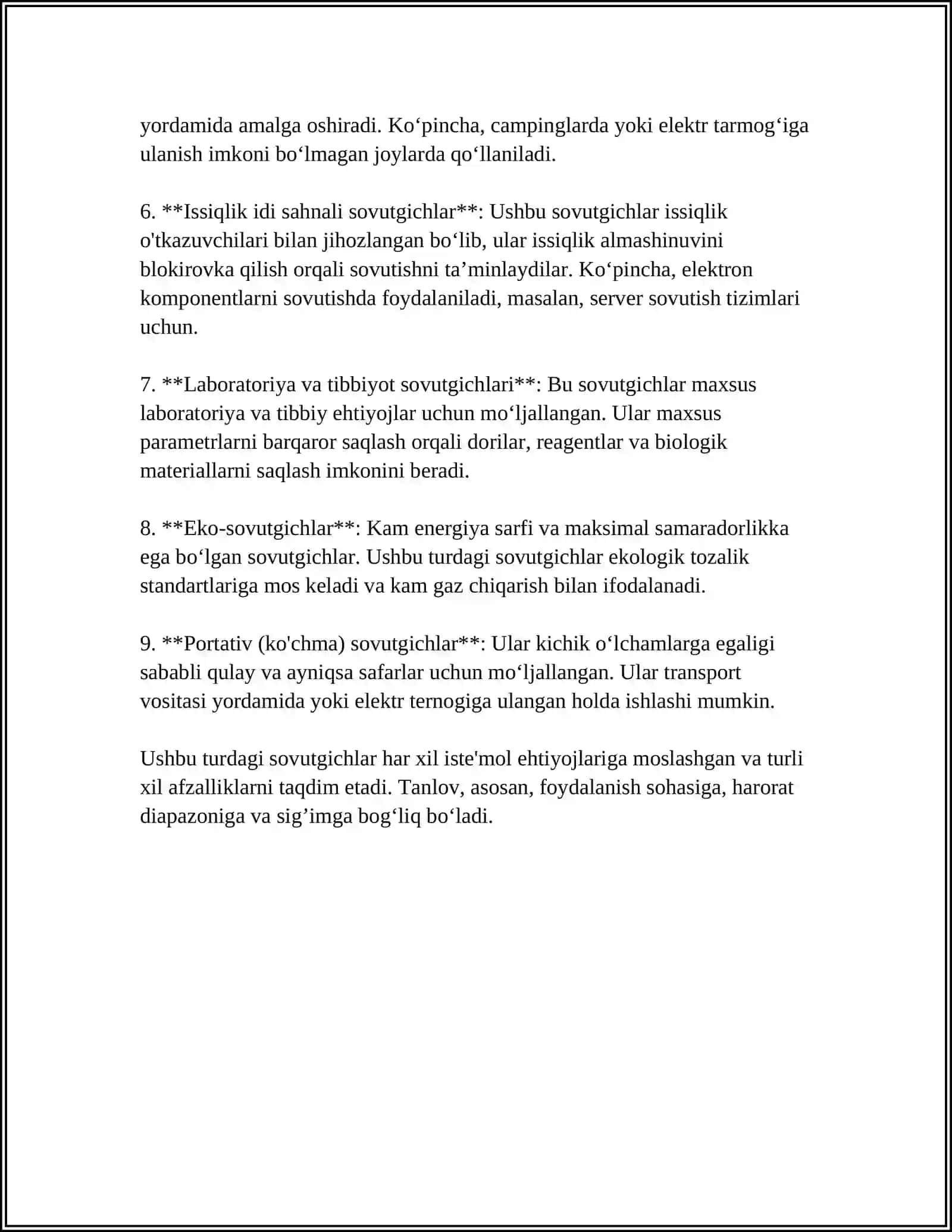 SOVUTGICHLARNING ASOSIY OʻLCHAMLARINI ANIQLASH 4