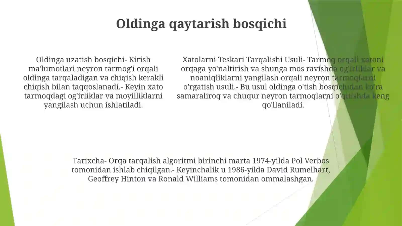 Xatolarni Teskari Tarqalishi Usuli 4