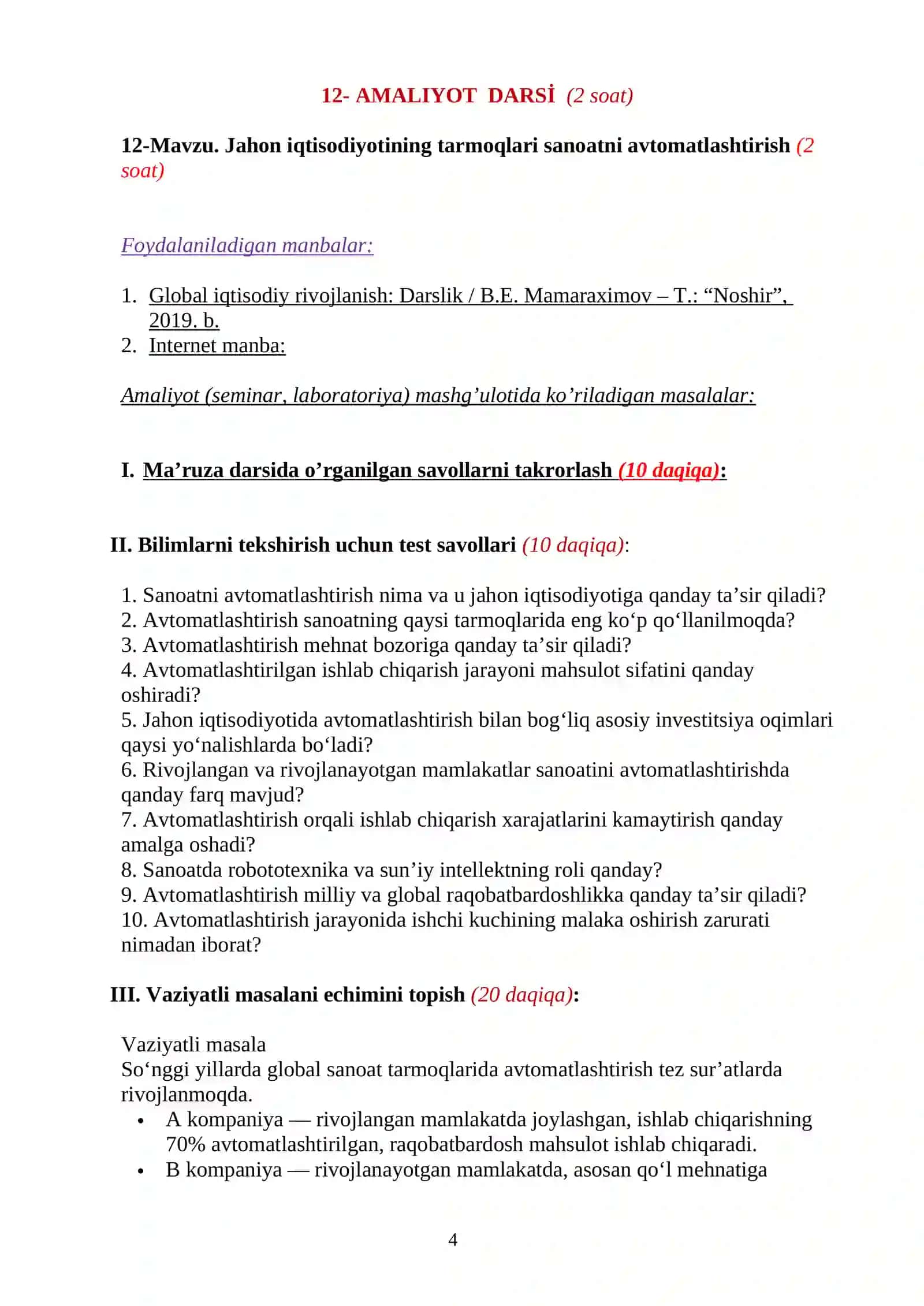 Global iqtisodiy rivojlanish 4