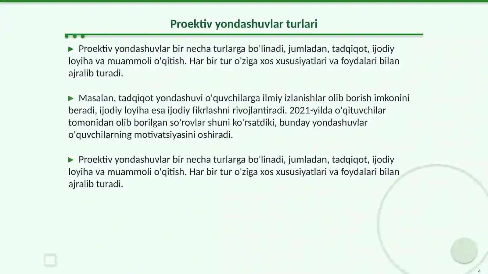 Proektiv metodlar va yondashuvlar 4
